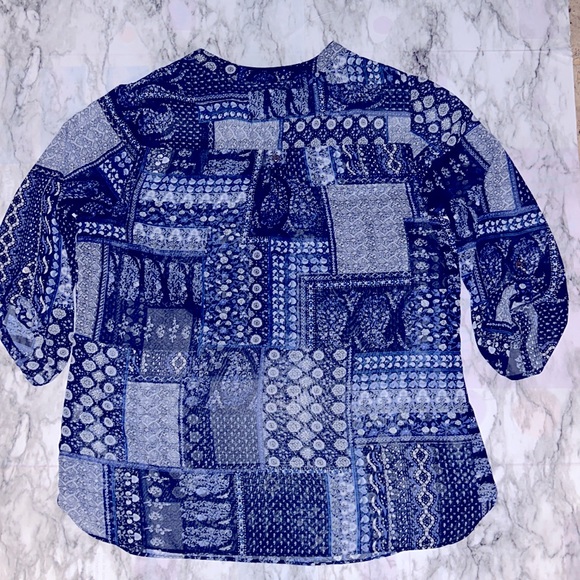 XL Sara Michelle 100% Polyester Blue Blouse - Picture 5 of 7